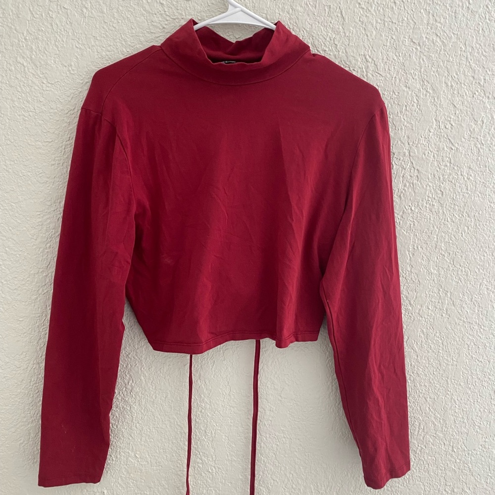 Shein Curve Long Sleeve Lace Up Top